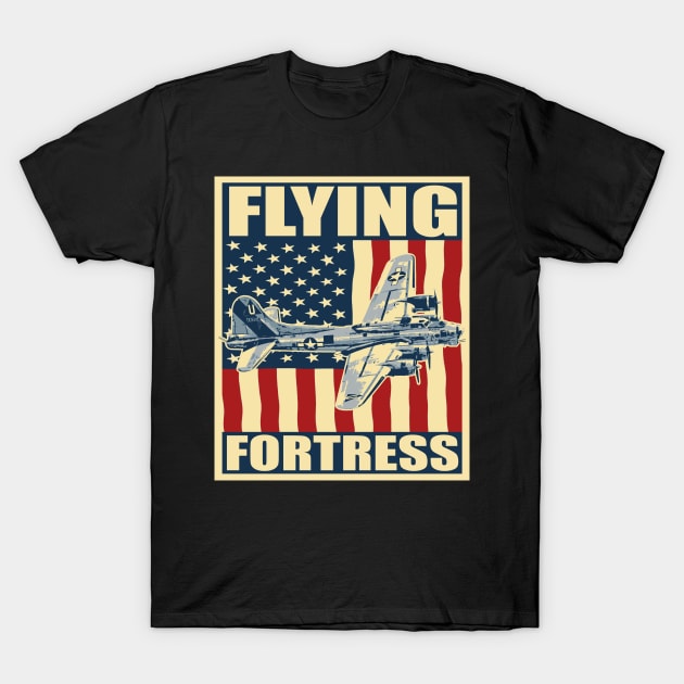 B-17 Flying Fortress Bomber Airplane USAF Aircraft Plane T-Shirt by BeesTeez